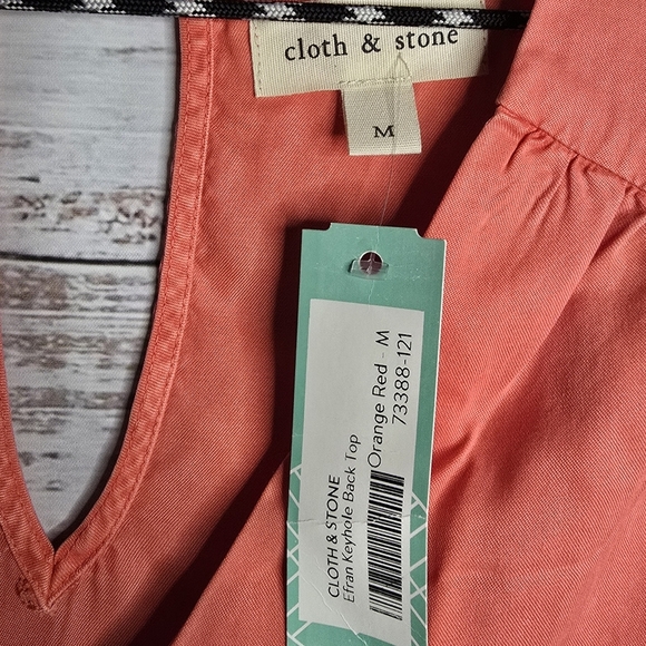 Cloth & Stone Coral Sleeveless Blouse Tanktop Vneck Women Sizd Medium - Picture 3 of 4